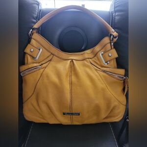 Etienne Aigner Yellow Mustard Hobo Bag with Silver Accents